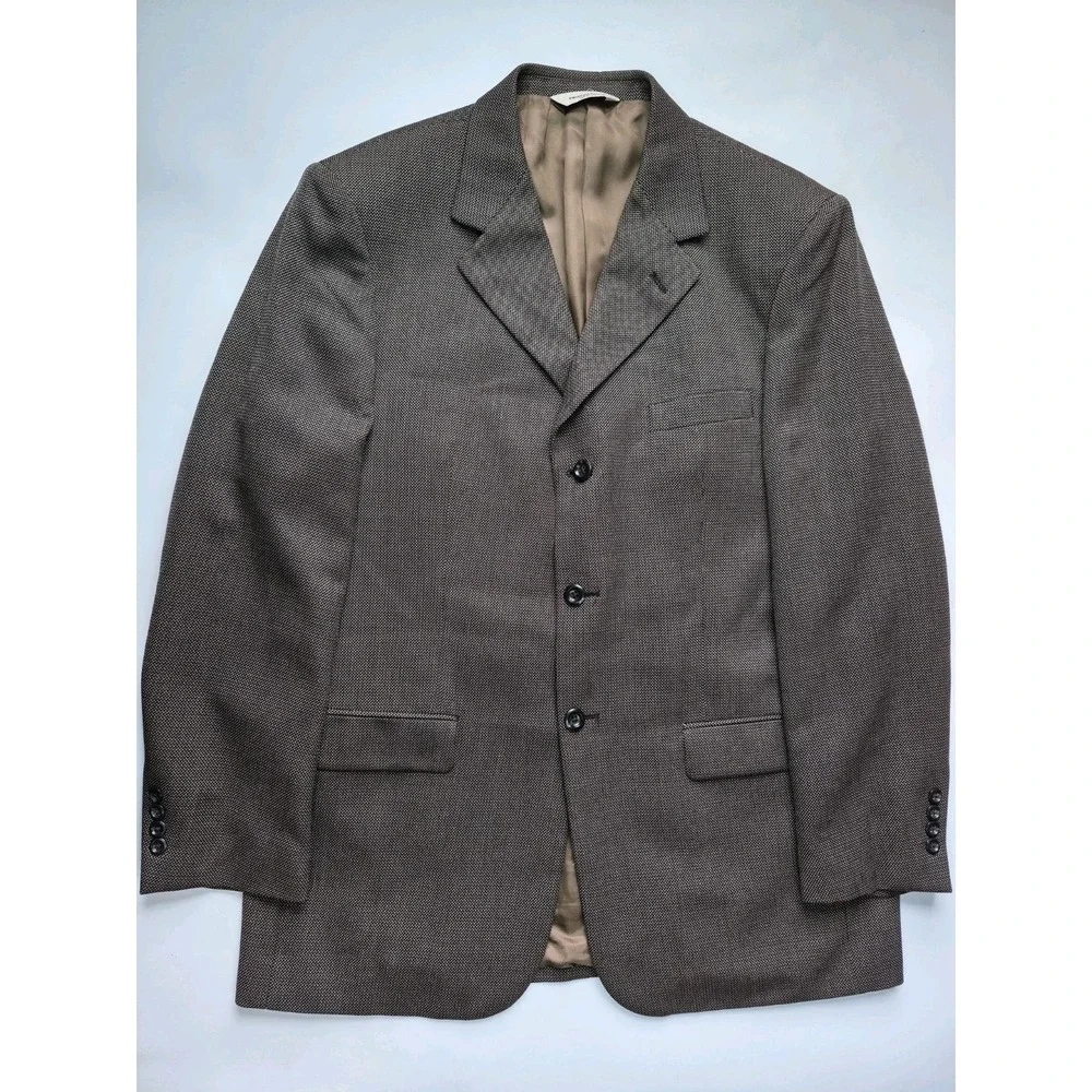 Pronto Uomo Mens Wool Silk Sport Coat 42R Brown Multi 3 Button Blazer Italy Look